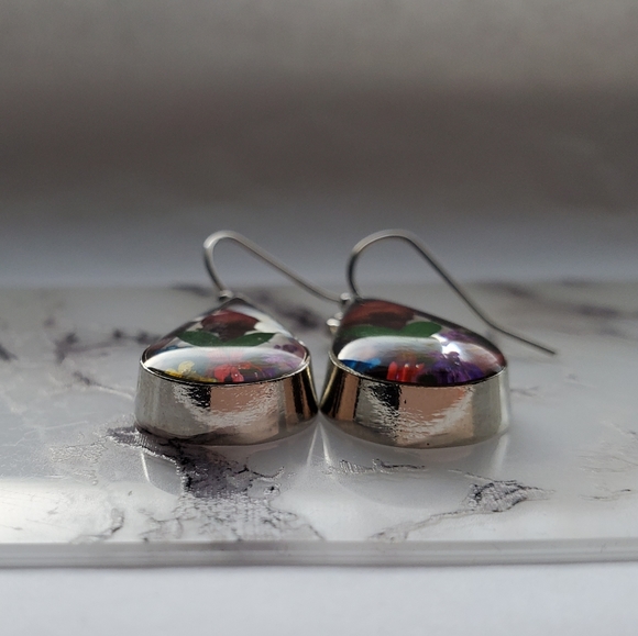 New Pretty Rose 925 Silver Drop Earrings - Picture 7 of 8